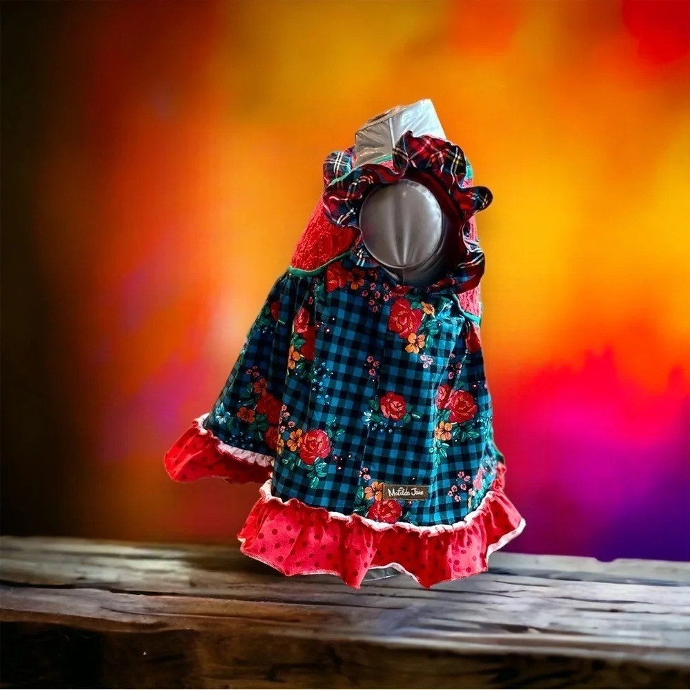 Matilda Jane‎ size 2 tunic floral check pattern flutter sleeve - Picture 2 of 7